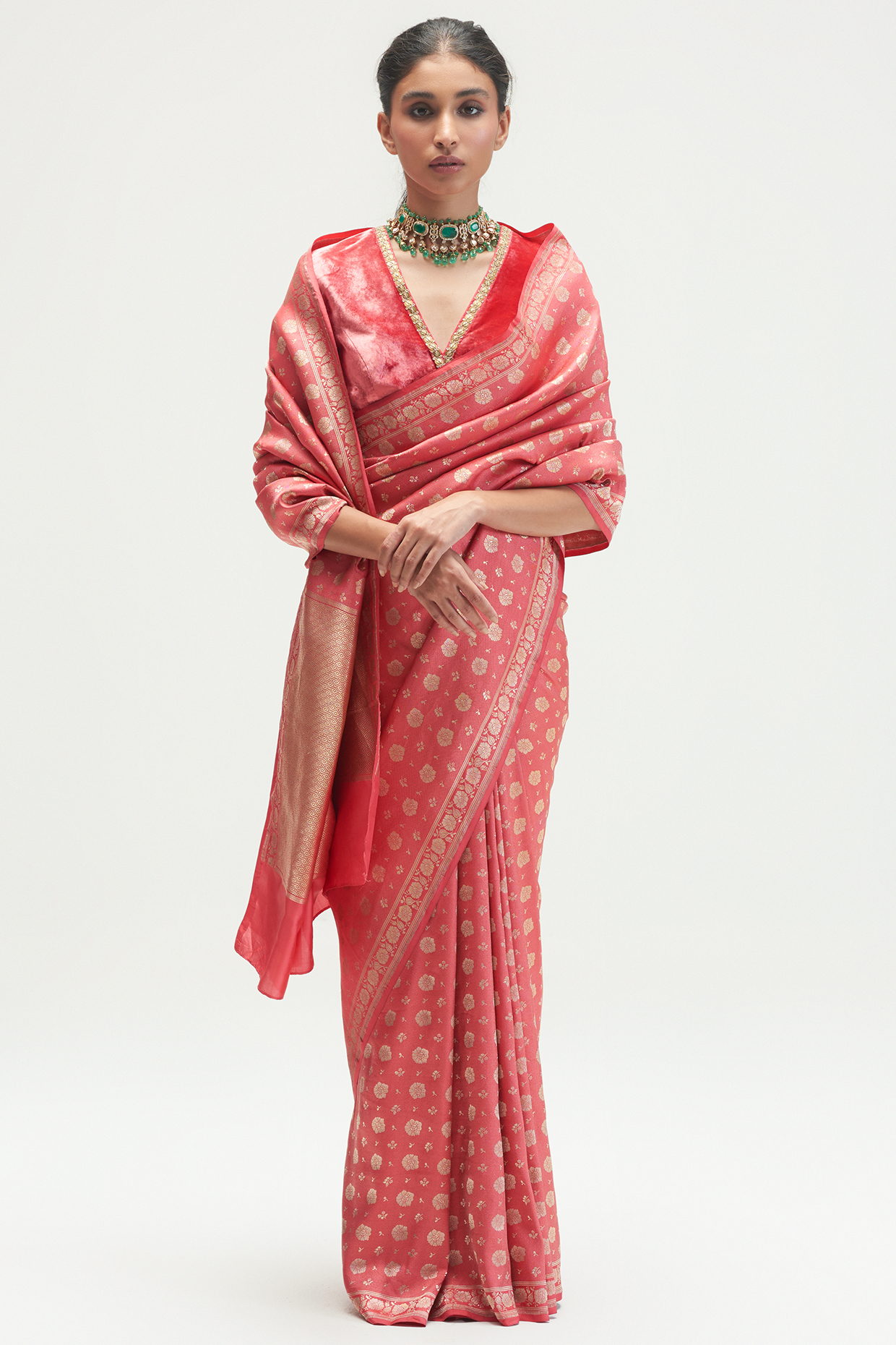 Rouge Silk Saree by Kshitij Jalori