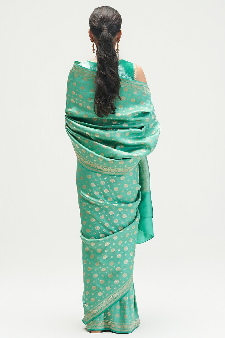 Sea Mint Silk Wedding Saree by Kshitij Jalori at Pernia's Pop Up Shop