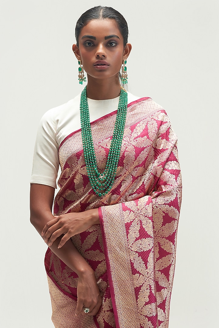 Mulberry Silk Brocade Wedding Saree by Kshitij Jalori at Pernia's Pop Up Shop