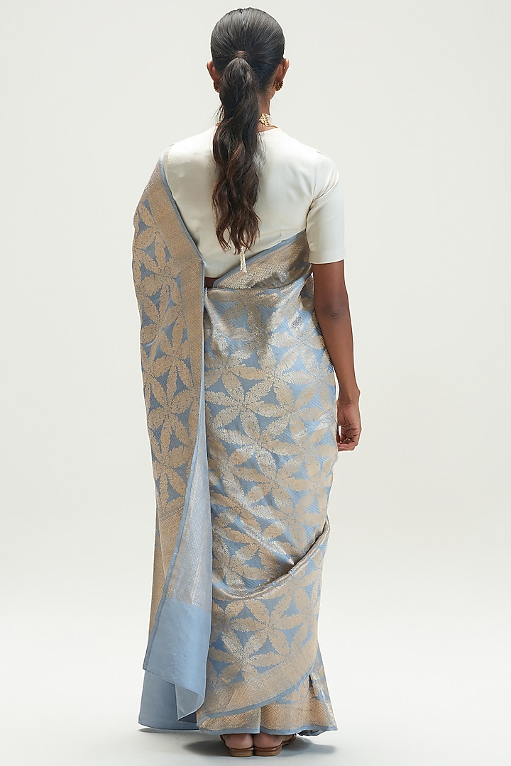 Pale Blue Silk Wedding Saree by Kshitij Jalori at Pernia's Pop Up Shop