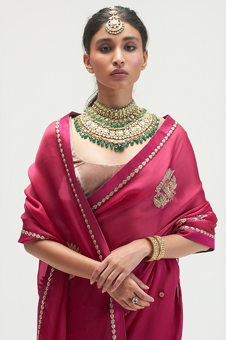 Mulberry Embroidered Reception Saree by Kshitij Jalori at Pernia's Pop Up Shop