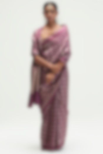 Mauve Silk Brocade Wedding Saree Set by Kshitij Jalori at Pernia's Pop Up Shop