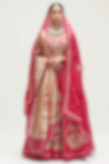 Fuchsia Embroidered Bridal Lehenga Set by Kshitij Jalori at Pernia's Pop Up Shop