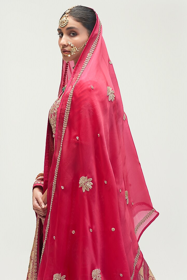 Fuchsia Embroidered Bridal Lehenga Set by Kshitij Jalori at Pernia's Pop Up Shop