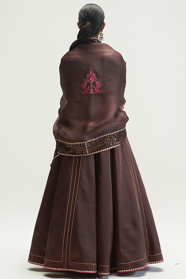 Mud Brown Embroidered Bridal Lehenga Set by Kshitij Jalori at Pernia's Pop Up Shop