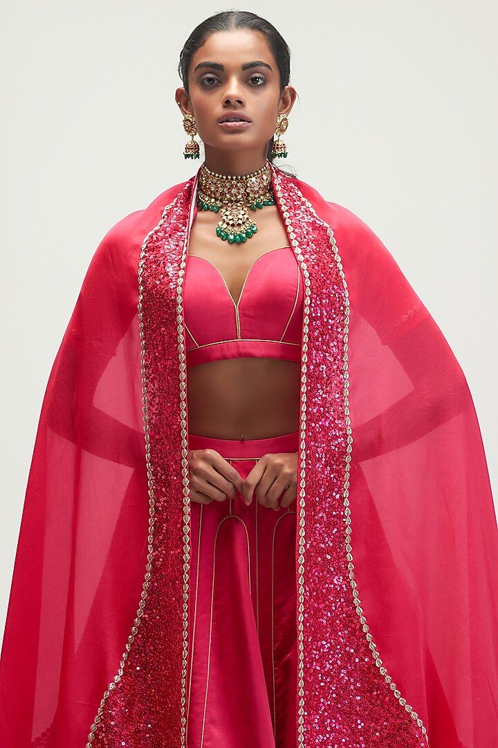 Ruby Embroidered Bridal Lehenga Set by Kshitij Jalori at Pernia's Pop Up Shop