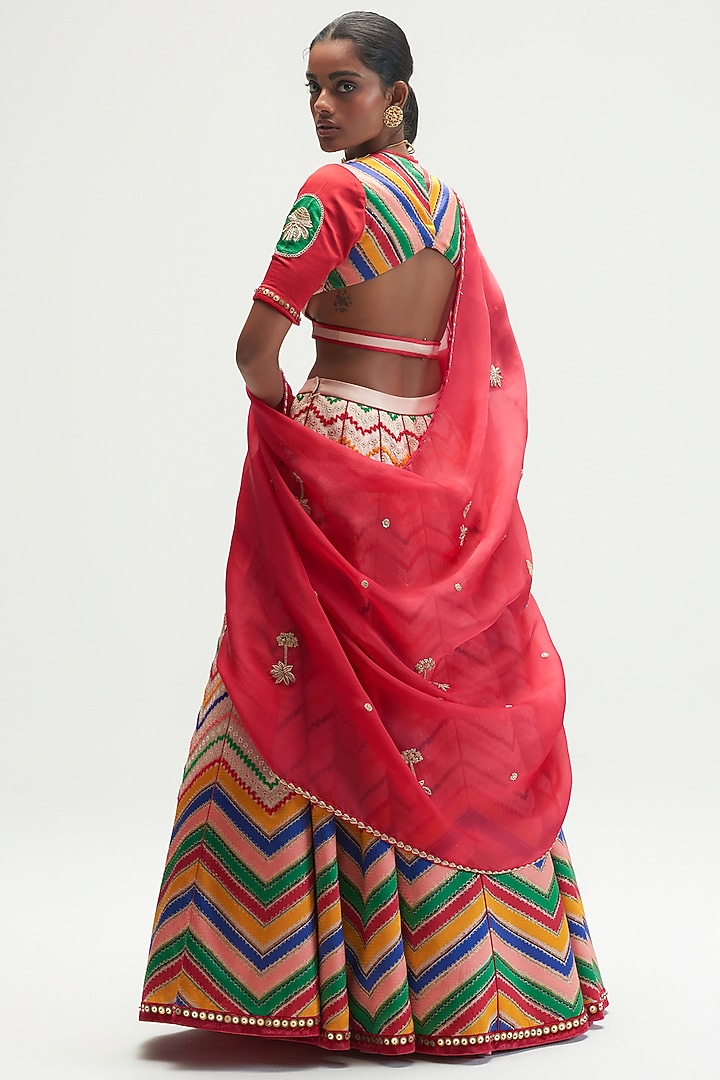 Multi-Coloured Printed Bridal Lehenga Set by Kshitij Jalori at Pernia's Pop Up Shop