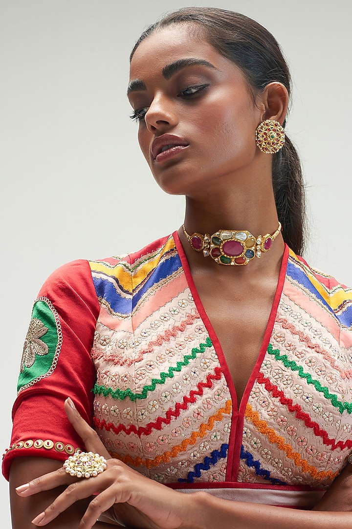 Multi-Coloured Printed Bridal Lehenga Set by Kshitij Jalori at Pernia's Pop Up Shop
