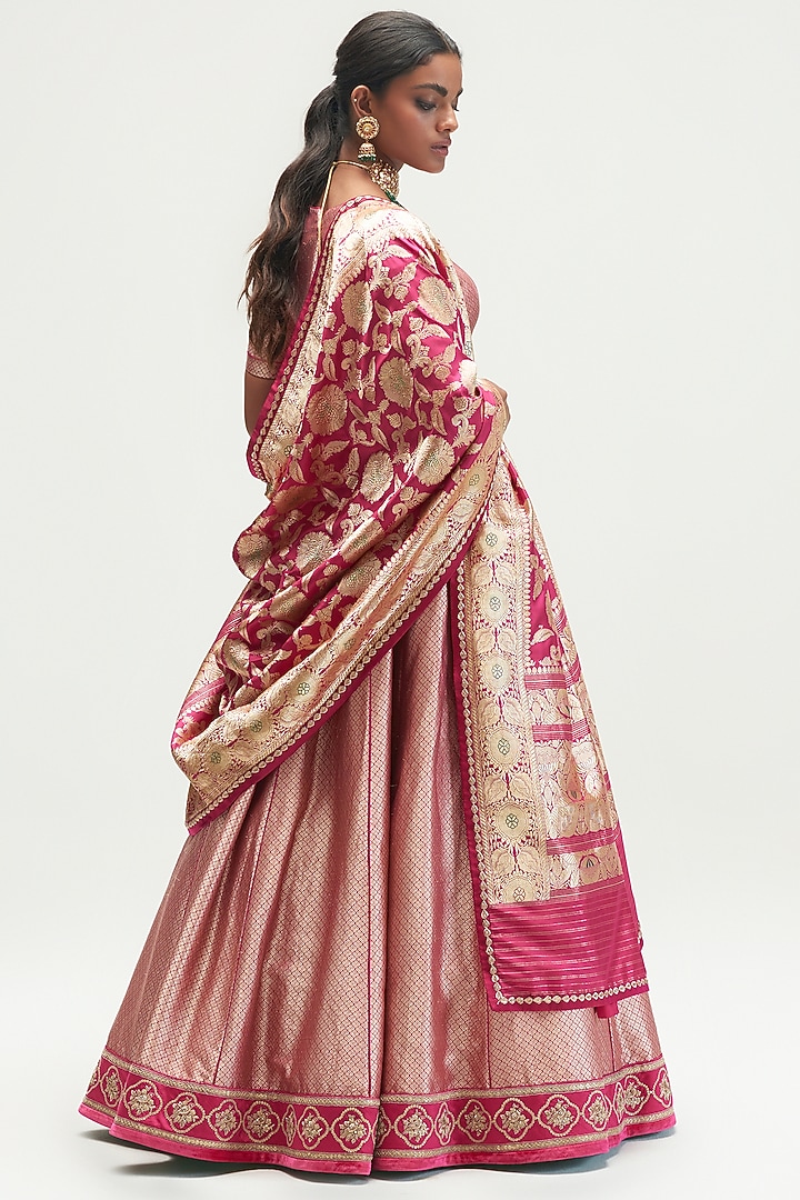 Fuchsia Printed & Embroidered Bridal Lehenga Set by Kshitij Jalori at Pernia's Pop Up Shop