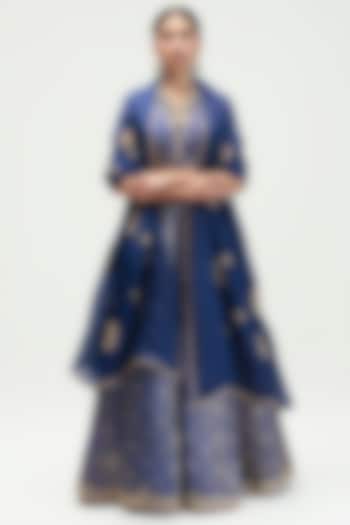 Sapphire Printed & Embroidered Bridal Lehenga Set by Kshitij Jalori at Pernia's Pop Up Shop