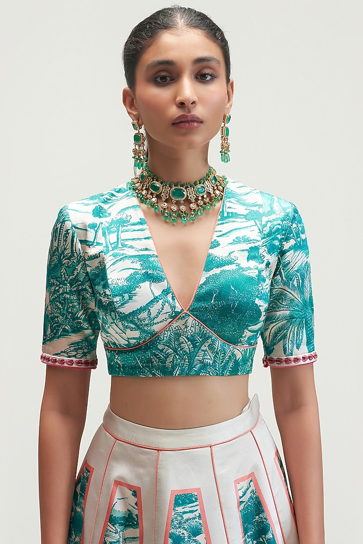 Jade Printed Bridal Lehenga Set by Kshitij Jalori at Pernia's Pop Up Shop
