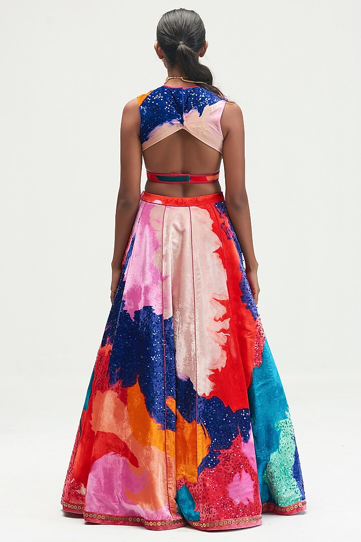 Multi-Coloured Printed Bridal Lehenga Set by Kshitij Jalori at Pernia's Pop Up Shop