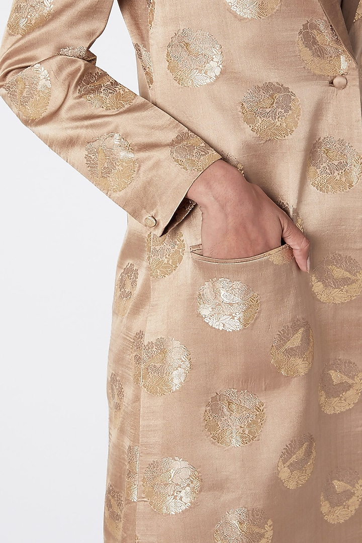 Earth Grey Silk Jacket by Kshitij Jalori at Pernia's Pop Up Shop