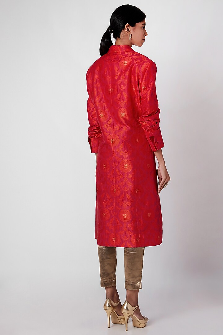 Fuchsia Red Silk Jacket by Kshitij Jalori at Pernia's Pop Up Shop
