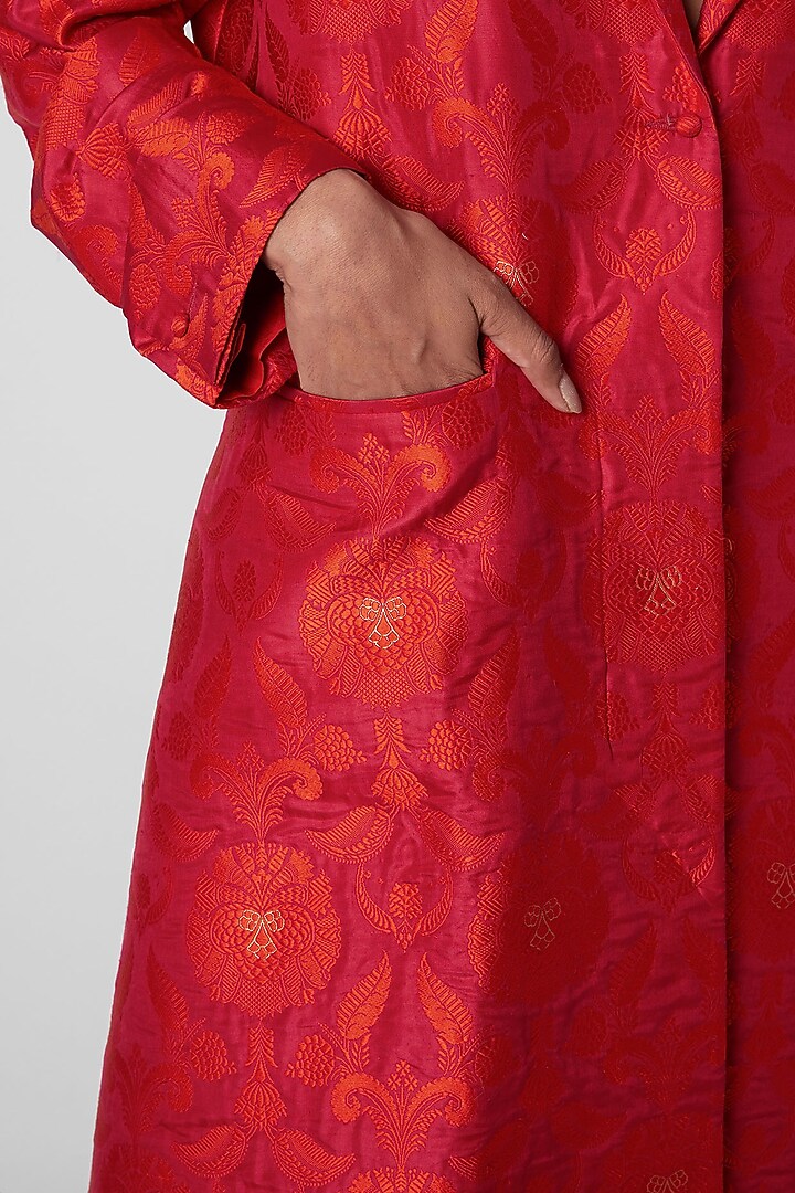 Fuchsia Red Silk Jacket by Kshitij Jalori at Pernia's Pop Up Shop