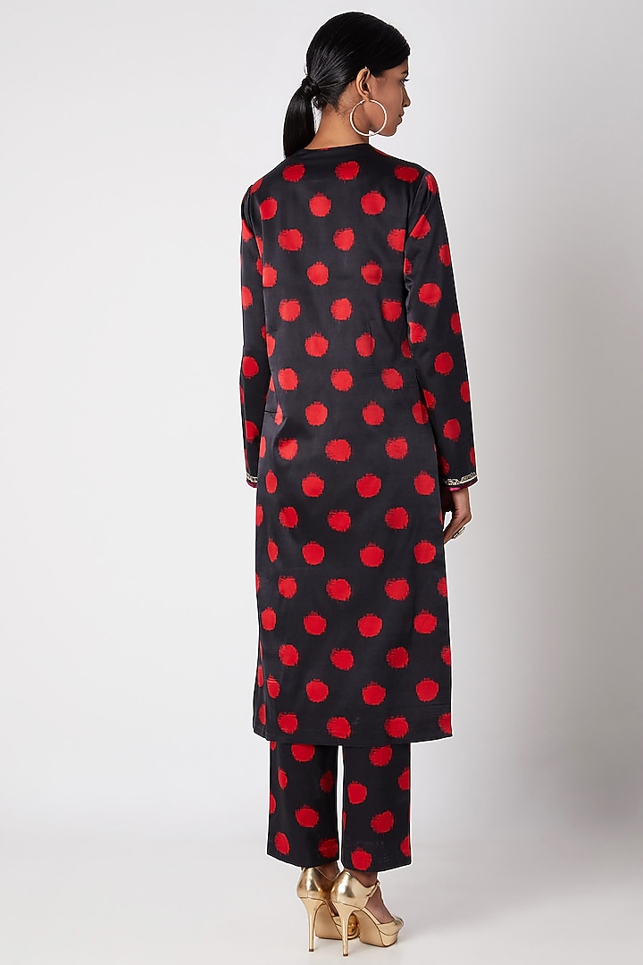 Black Printed Silk Pants by Kshitij Jalori at Pernia's Pop Up Shop