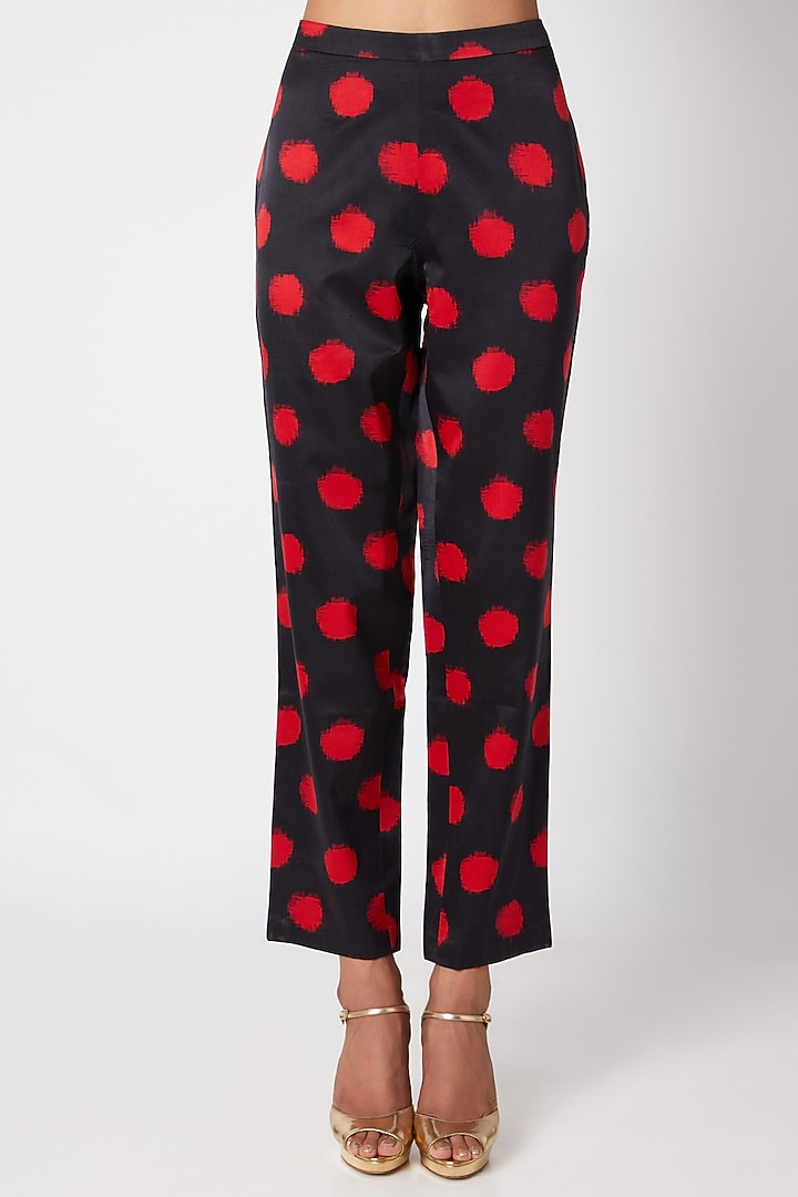 Black Printed Silk Pants by Kshitij Jalori at Pernia's Pop Up Shop