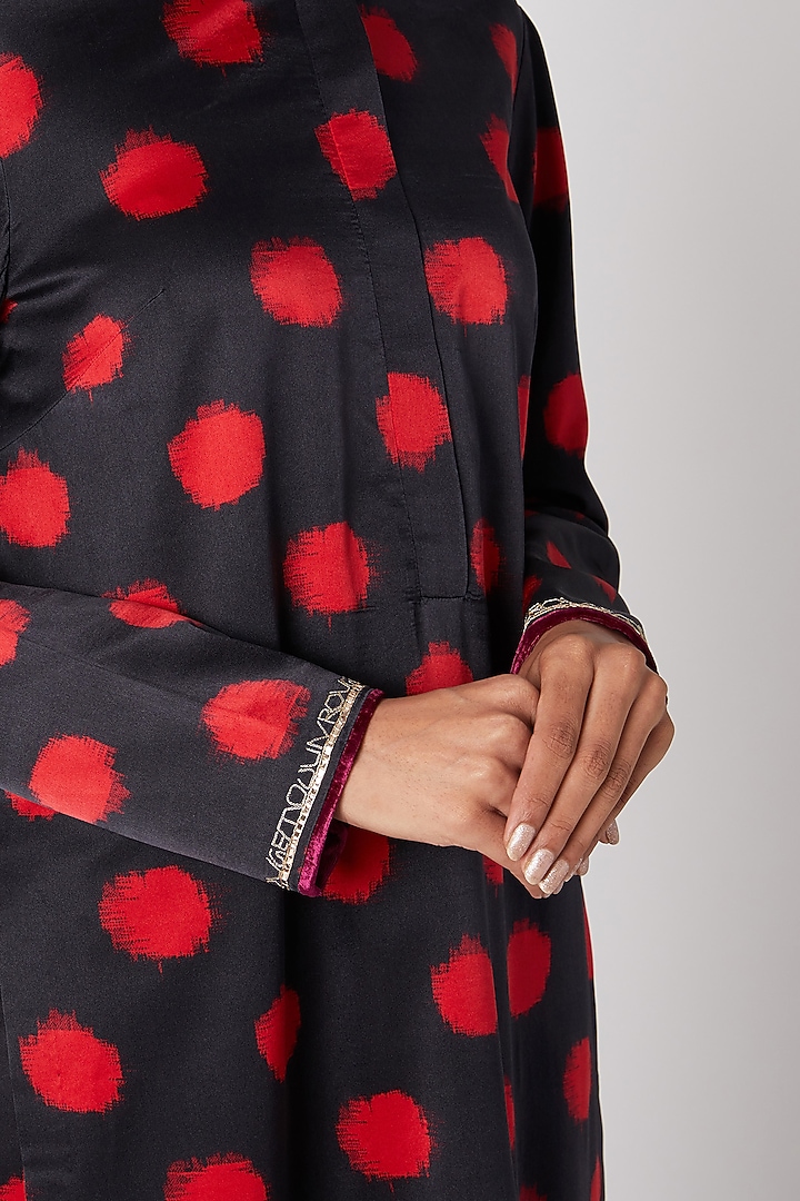 Black Printed Silk Pants by Kshitij Jalori at Pernia's Pop Up Shop
