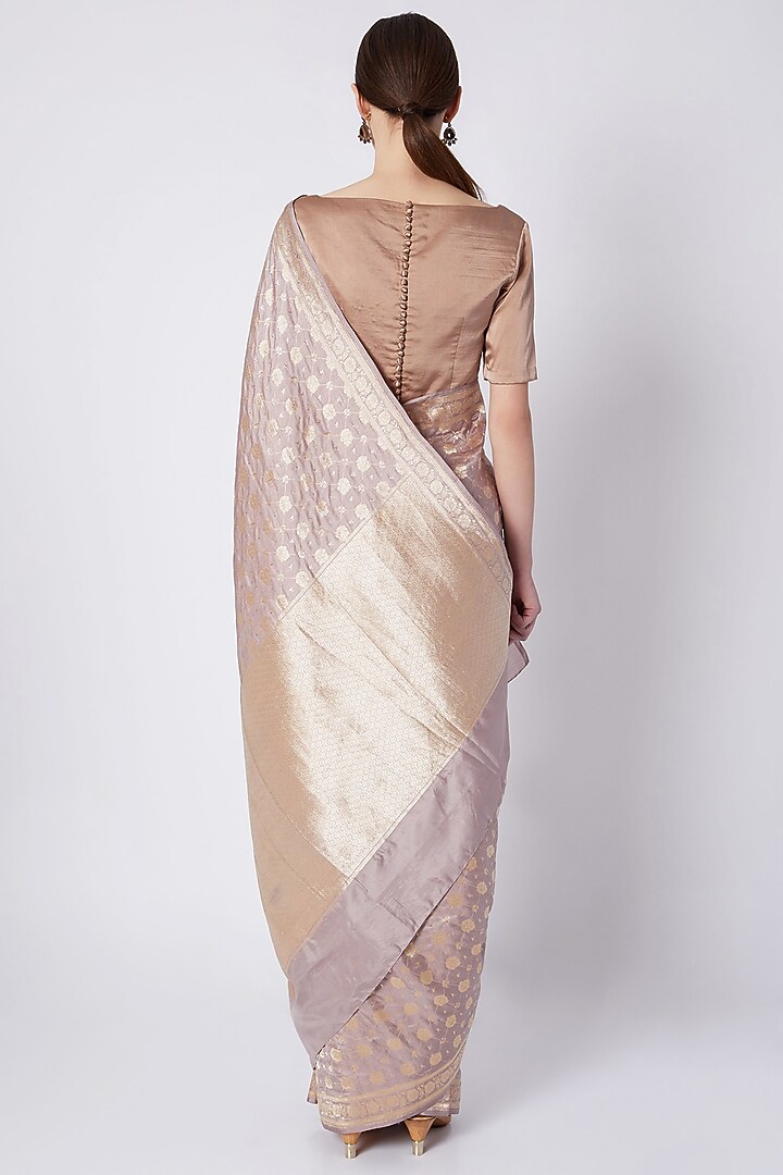 Pale Lilac Silk Zari Phewka Embroidered Wedding Saree by Kshitij Jalori at Pernia's Pop Up Shop