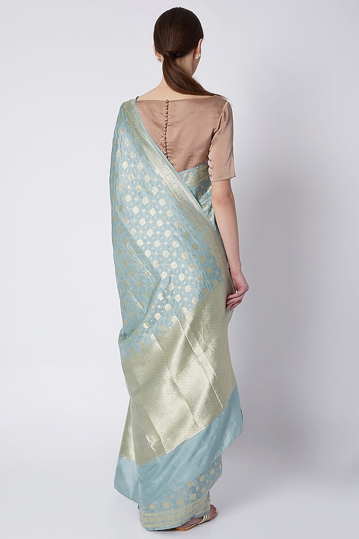 Spearmint Green Silk Embroidered Wedding Saree by Kshitij Jalori at Pernia's Pop Up Shop