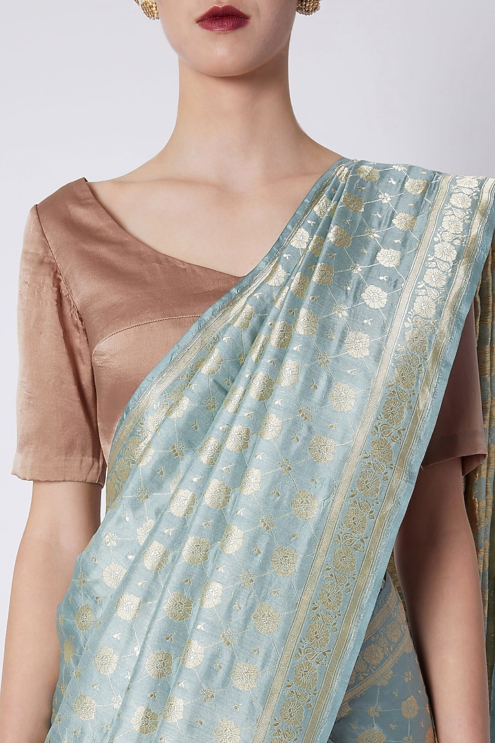 Spearmint Green Silk Embroidered Wedding Saree by Kshitij Jalori at Pernia's Pop Up Shop