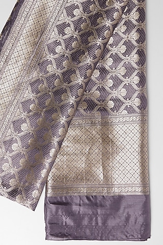 Charcoal Grey Embroidered Dupatta by Kshitij Jalori