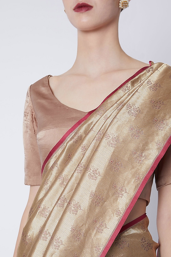 Earth Grey Silk Embroidered Tissue Wedding Saree by Kshitij Jalori at Pernia's Pop Up Shop