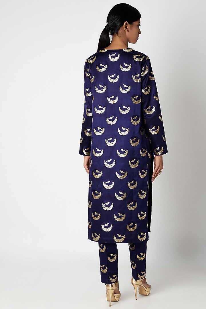 Indigo Blue Silk Pant by Kshitij Jalori at Pernia's Pop Up Shop