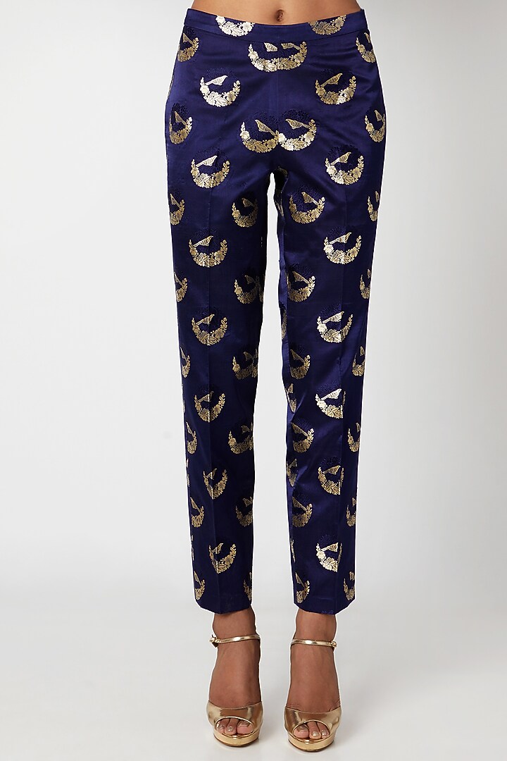 Indigo Blue Silk Pant by Kshitij Jalori at Pernia's Pop Up Shop