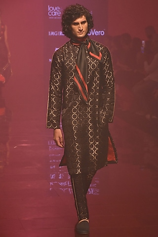 Black Kurta With Pants by Kshitij Jalori Men