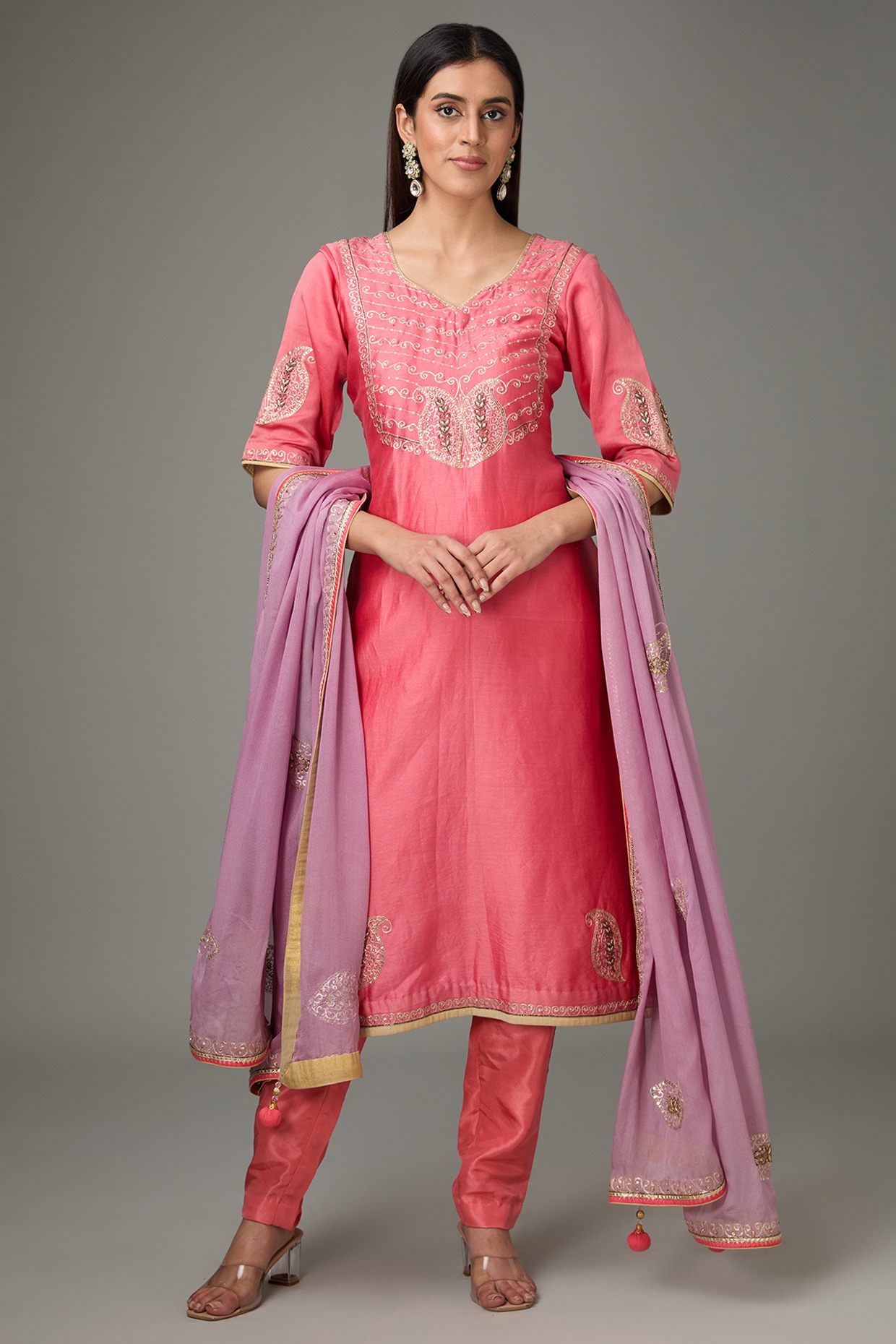 Light Pink Embroidery Georgette Salwar suit
