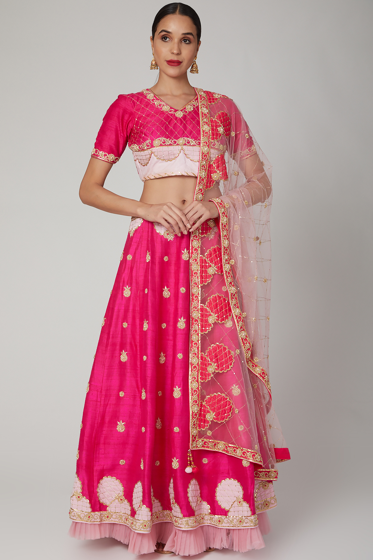 Fuchsia Embroidered Wedding Lehenga Set by RANA'S by Kshitija at Pernia's Pop Up Shop