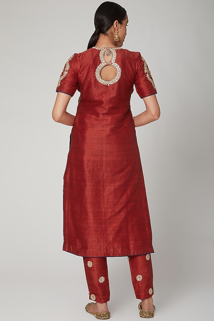 Mud Brown Embroidered Kurta Set by RANA'S by Kshitija at Pernia's Pop Up Shop