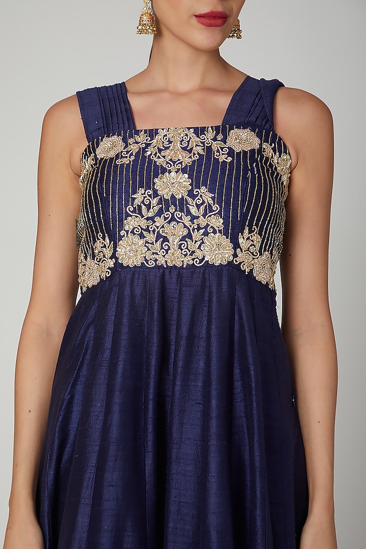Deep Blue Embroidered Engagement Gown by RANA'S by Kshitija at Pernia's Pop Up Shop