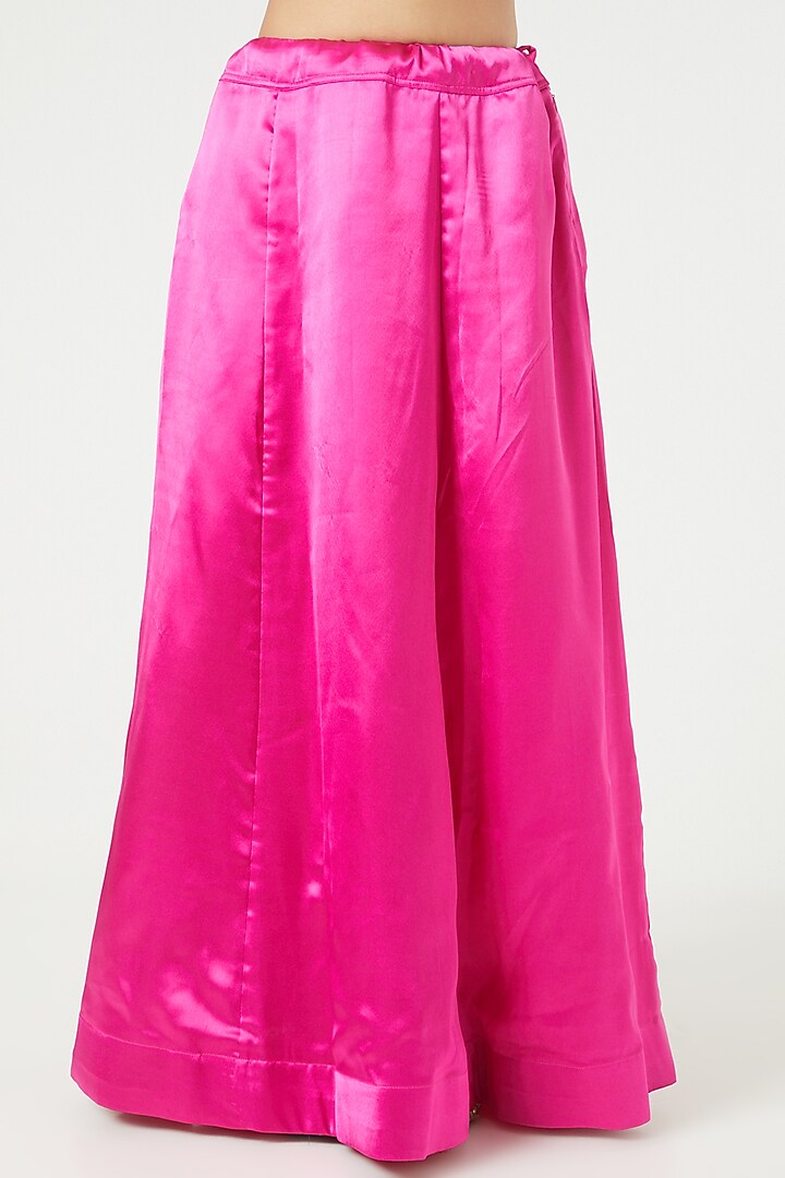 Hot Pink Embroidered Party Wear Saree Set by Rana'S by Kshitija at Pernia's Pop Up Shop