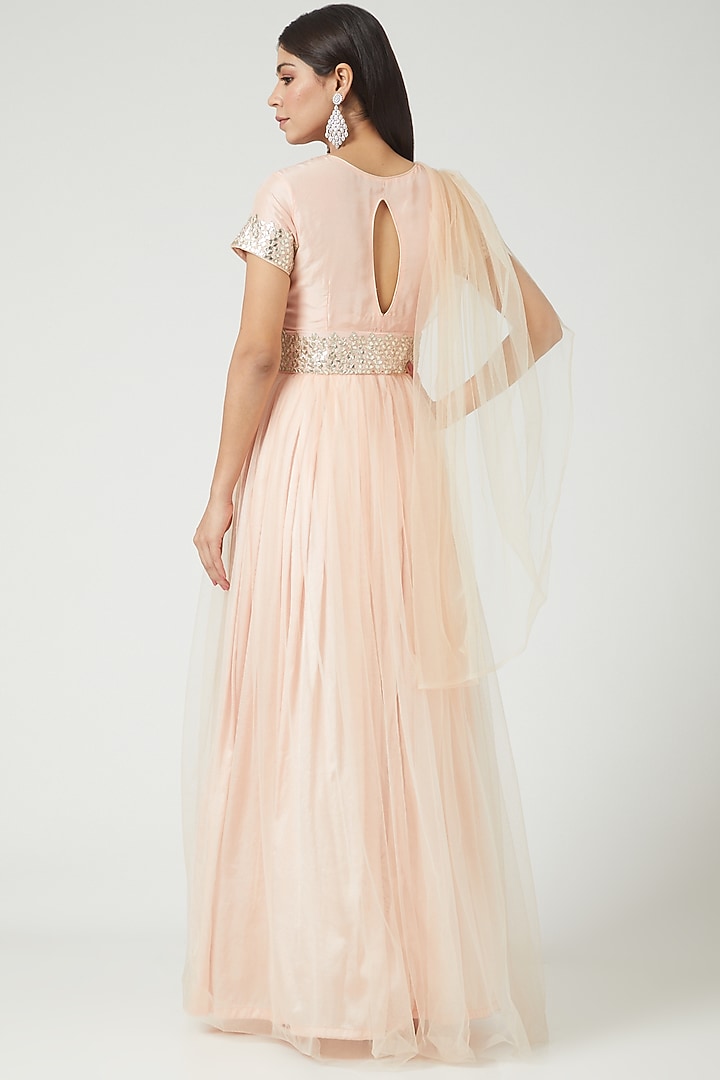 Peach Embroidered Engagement Gown by Rana'S by Kshitija at Pernia's Pop Up Shop
