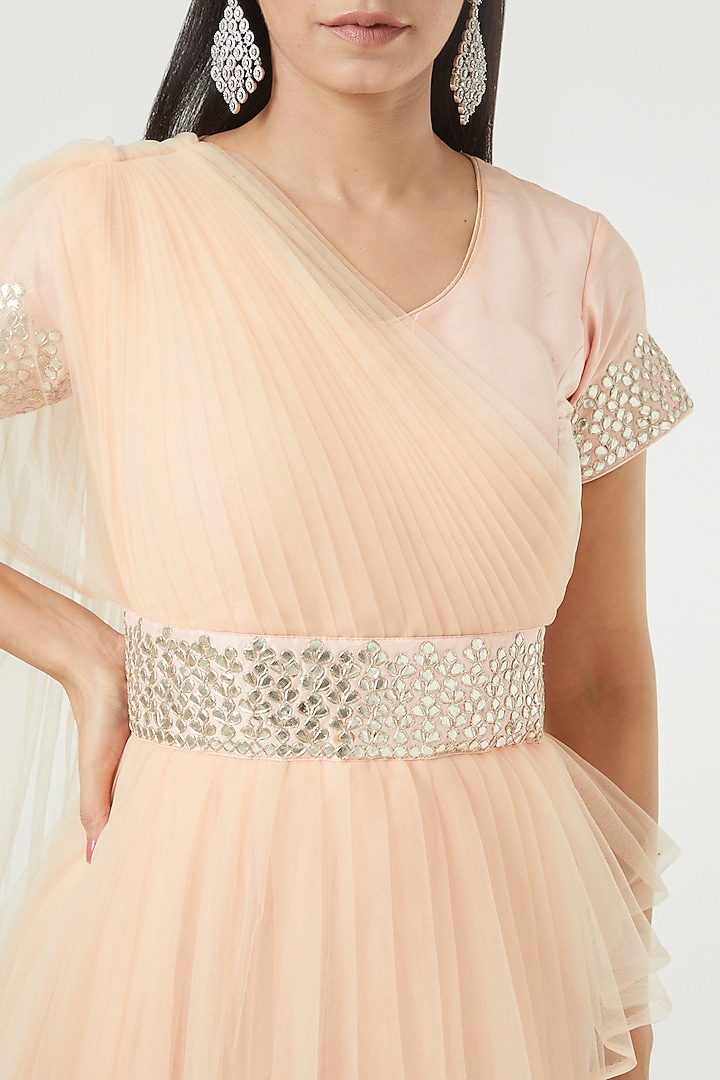 Peach Embroidered Engagement Gown by Rana'S by Kshitija at Pernia's Pop Up Shop