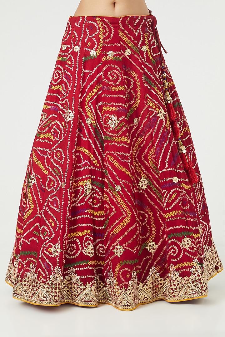 Jaipuri Red Bandhani Wedding Lehenga Set by Rana'S by Kshitija at Pernia's Pop Up Shop