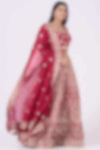 Rani Pink Hand Embroidered Wedding Lehenga Set by Rana'S by Kshitija at Pernia's Pop Up Shop