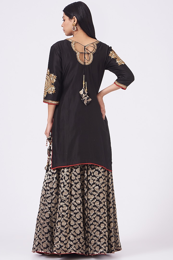 Black Kurta Set With Zardosi Work by Rana'S by Kshitija at Pernia's Pop Up Shop