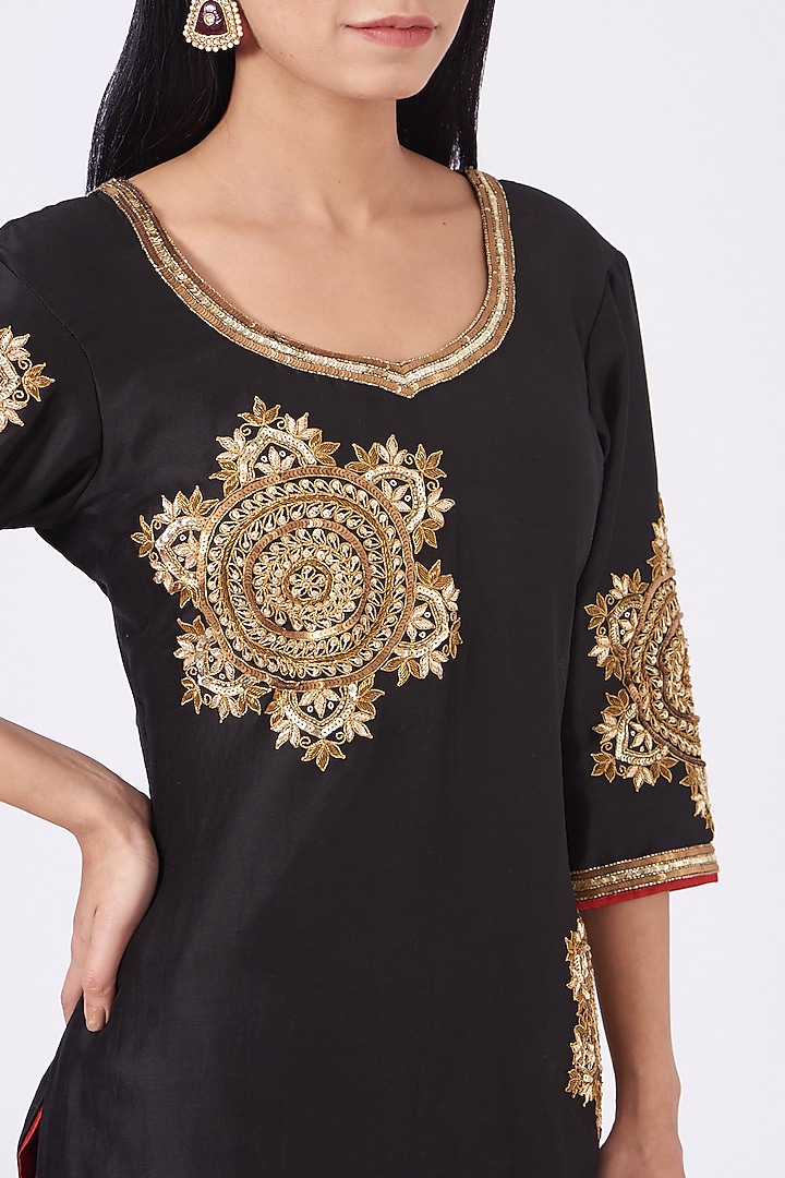 Black Kurta Set With Zardosi Work by Rana'S by Kshitija at Pernia's Pop Up Shop