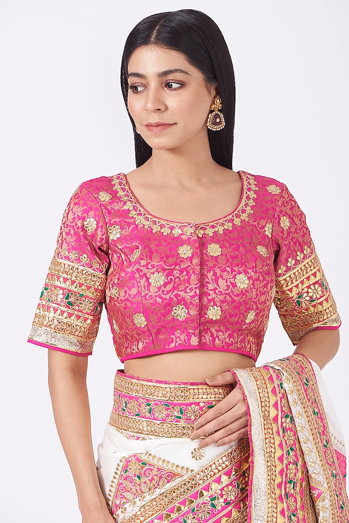 White Embroidered Wedding Saree Set With by Rana'S by Kshitija at Pernia's Pop Up Shop