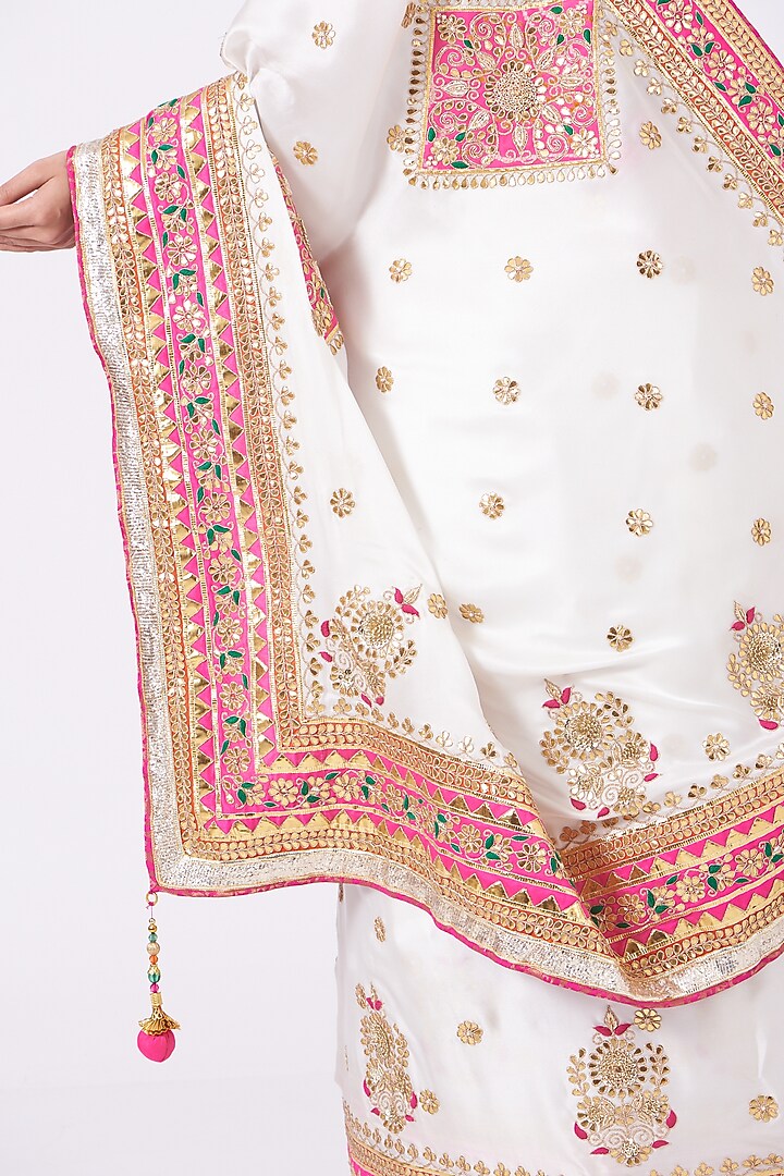 White Embroidered Wedding Saree Set With by Rana'S by Kshitija at Pernia's Pop Up Shop