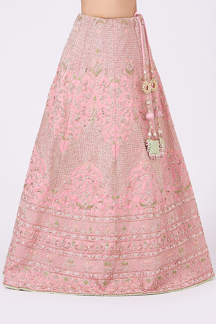 Blush Pink Hand Embroidered Wedding Lehenga Set by Rana'S by Kshitija at Pernia's Pop Up Shop