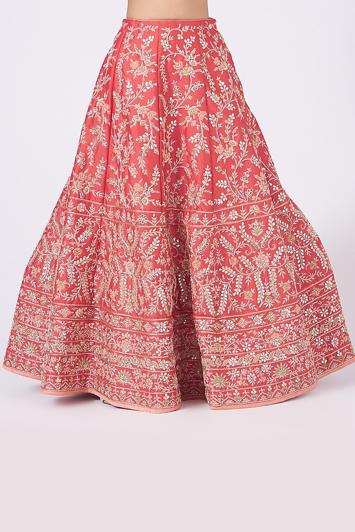 Peach Embroidered Wedding Lehenga Set by Rana'S by Kshitija at Pernia's Pop Up Shop