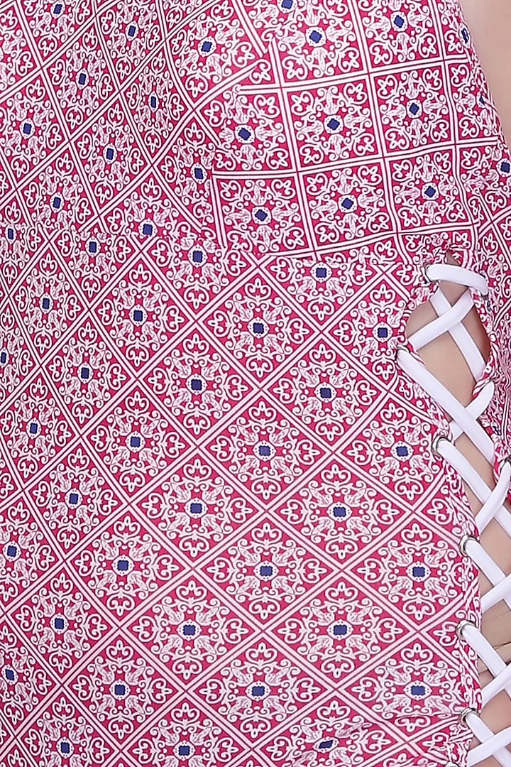 Pink & White Printed Swimsuit by SALT SKIN at Pernia's Pop Up Shop