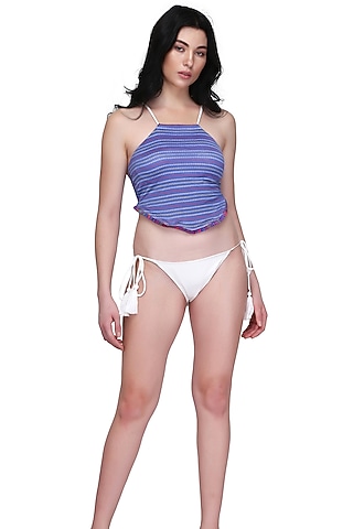 Blue & White Printed Tankini Set by SALT SKIN