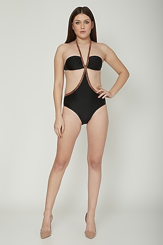 Black Leopard Printed Monokini by SALT SKIN