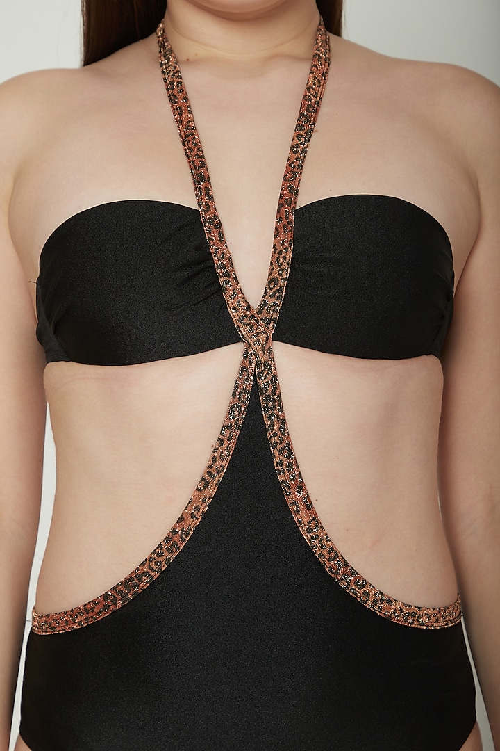 Black Leopard Printed Monokini by SALT SKIN at Pernia's Pop Up Shop