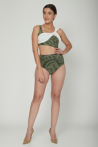 Olive Green Animal Printed Swimsuit by SALT SKIN